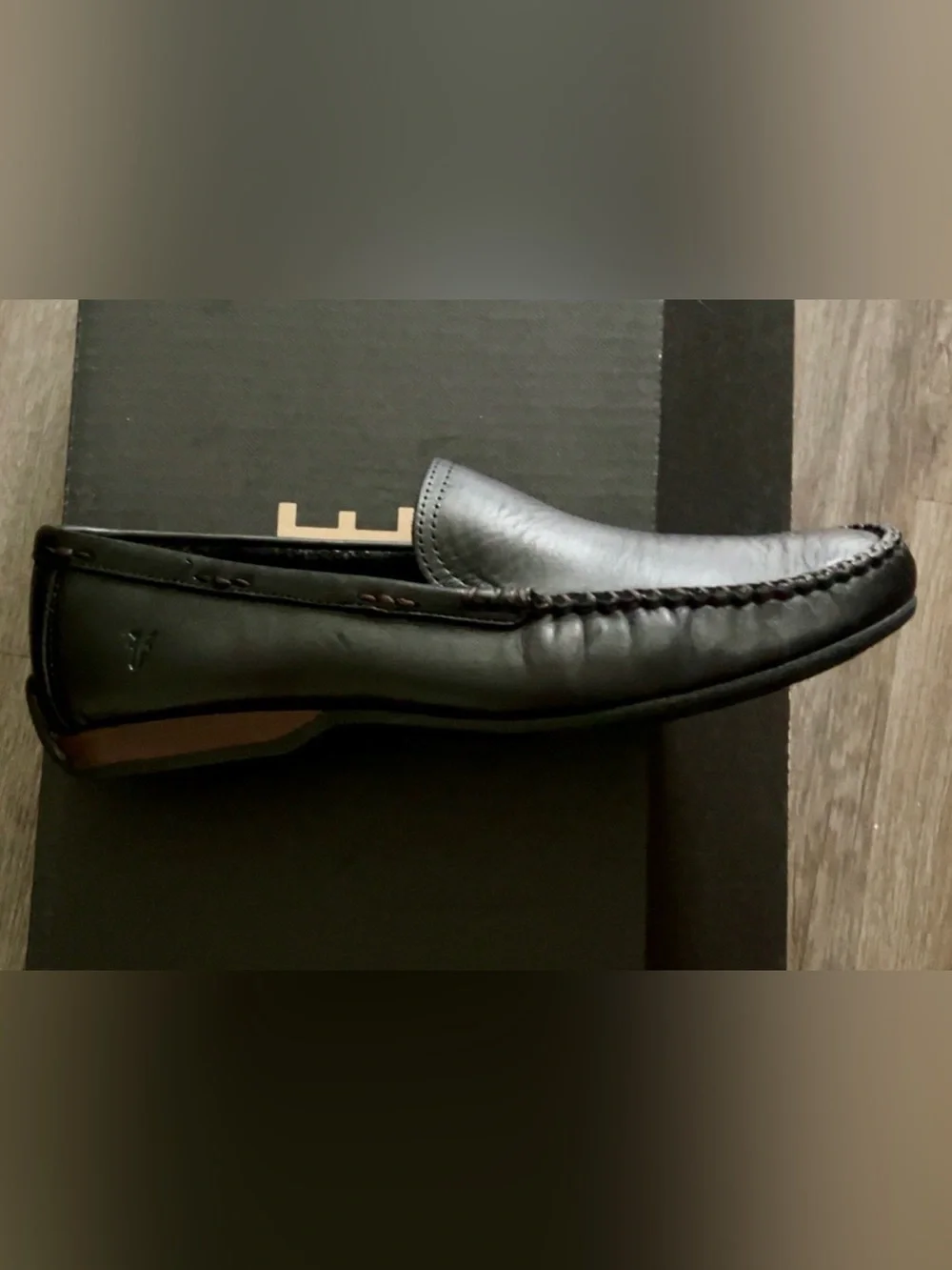 Frye Black Leather Slip-On Moccasin Loafers